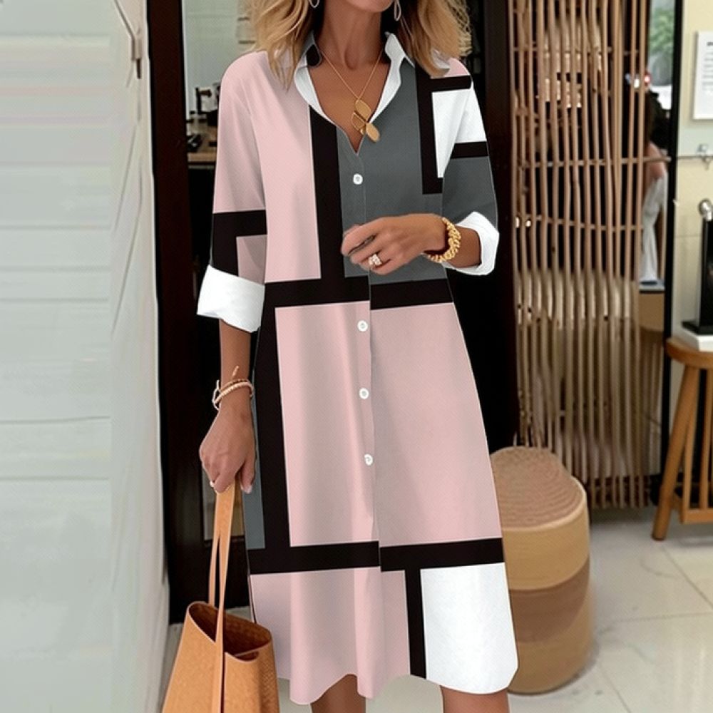 Midi Dress - Women Casual A Line Dress V