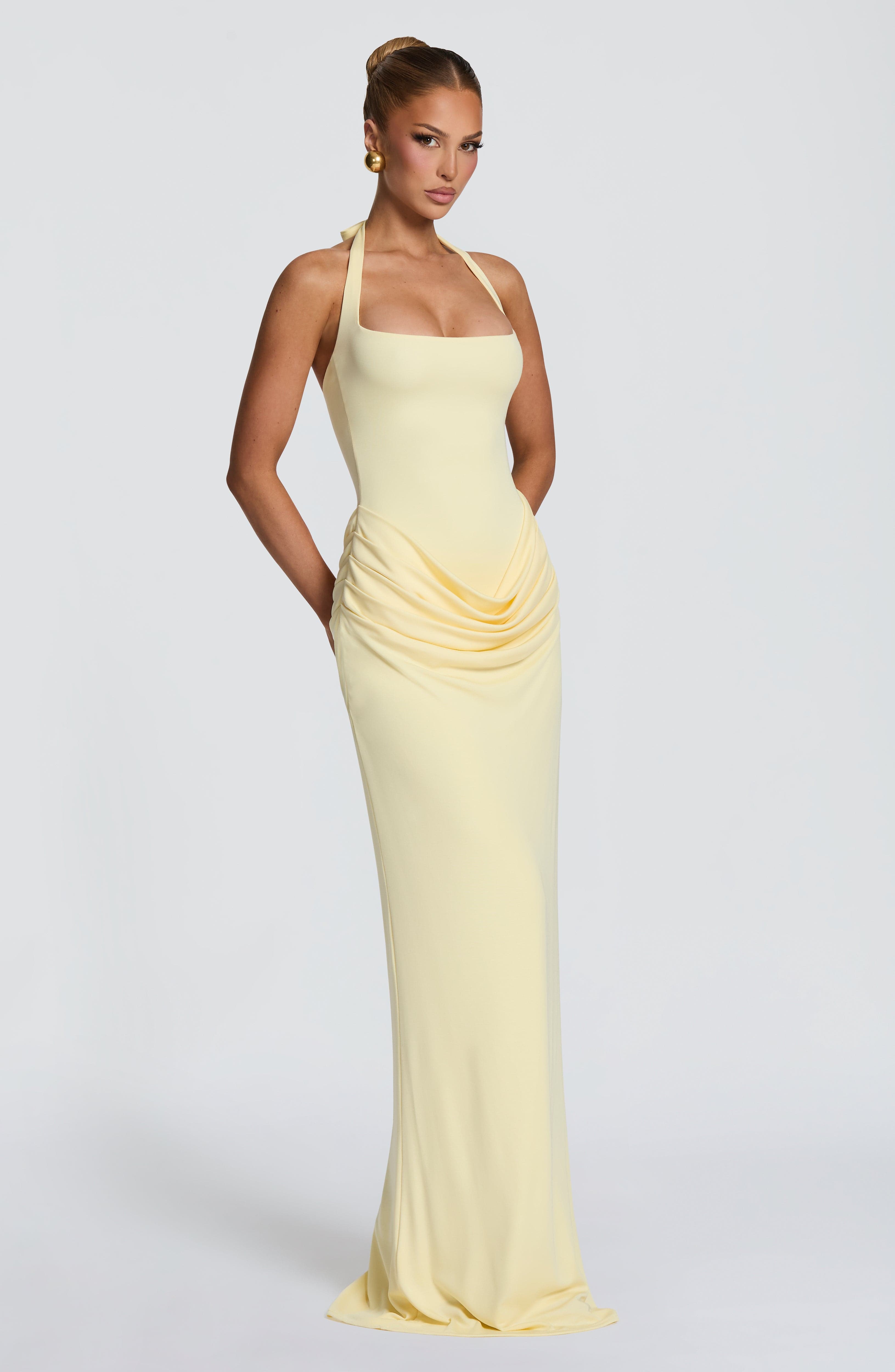 Halter Square Neck Maxi Dress  - đánh giá và giá Evening Gown